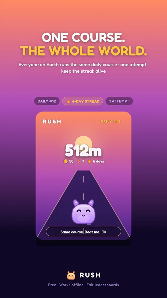 Daily World Run result card with streak